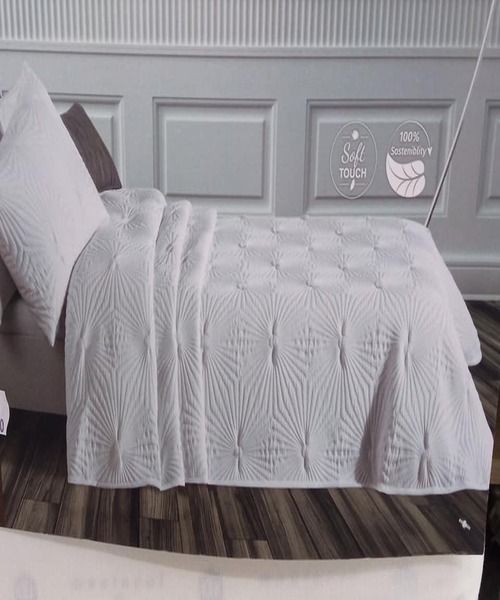 colcha para cama color gris claro